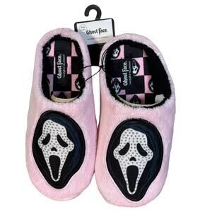 NWT Ghost Face Pink Rhinestone Slippers Womens L XL